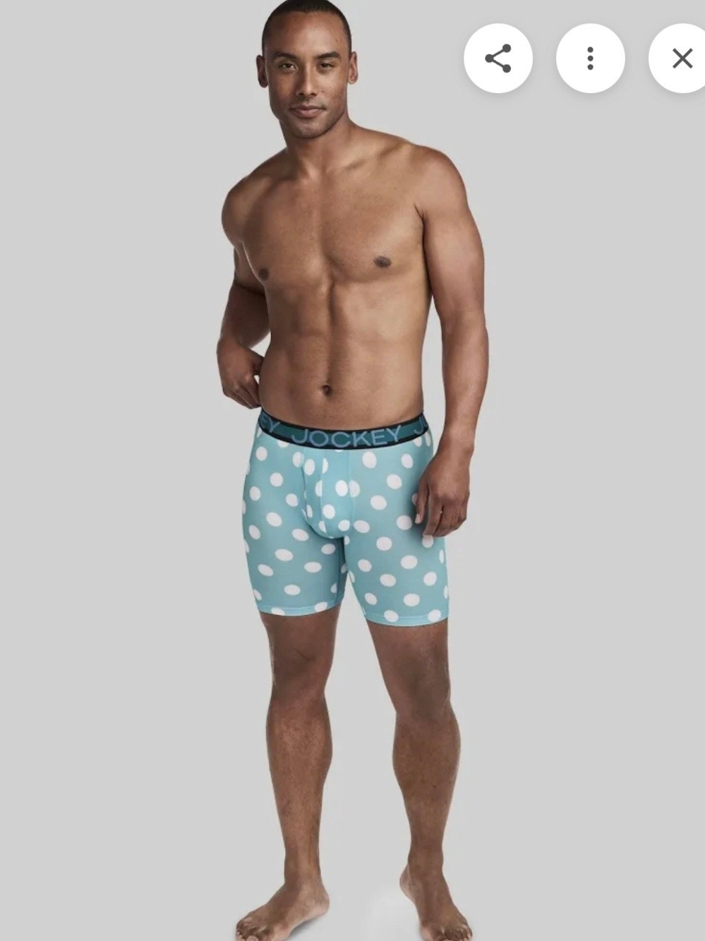 Jockey Teal Polka Dot Boxer Briefs with Branded Waistband